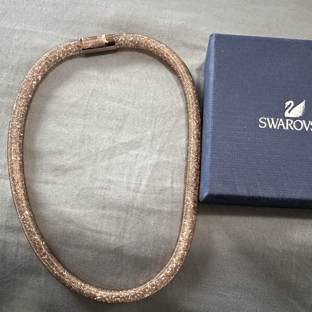 Swarovski Stardust Gold Crystal Necklace or Wrap Bracelet Signed